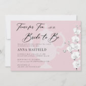 Invitation Elégant Black White Orchids Temps pour Tea Bridal (Devant)
