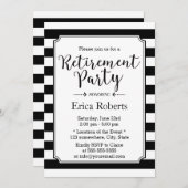 Invitation Élégant Black & White Stripes Retraite Party (Devant / Derrière)
