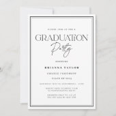 Invitation Elégant Black White Typographie Parti de graduatio (Devant)