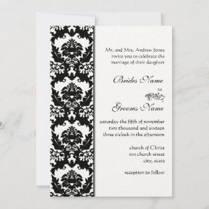 Invitation Elegant Black & White Victorian Damask Wedding 