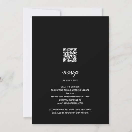 Invitation Elegant Black White Wedding All In One Invite (Dos)