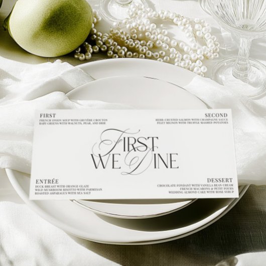Invitation Elegant Black & White Wedding Dinner Menu