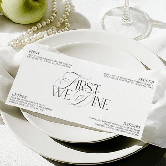 Invitation Elegant Black & White Wedding Dinner Menu