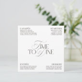 Invitation Elegant Black & White Wedding Dinner Menu Card (Debout devant)