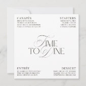 Invitation Elegant Black & White Wedding Dinner Menu Card (Devant)