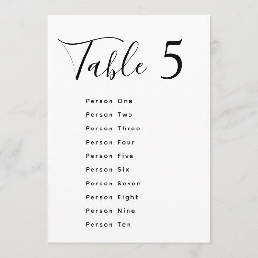 Invitation Elegant black & white wedding seating chart cards (Devant)