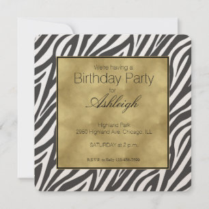 Invitation Elégant Black Zebra Imprimer Anniversaire