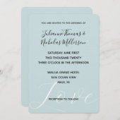 Invitation Elégant blanc amour Aqua Mint Mariage (Devant / Derrière)