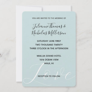 Invitation Elégant blanc amour Aqua Mint Mariage