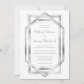 Invitation Elégant blanc argent Vintage 1920 Déco Mariage (Devant)