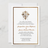 Invitation Elégant blanc avec Mariage de finition or (Devant)