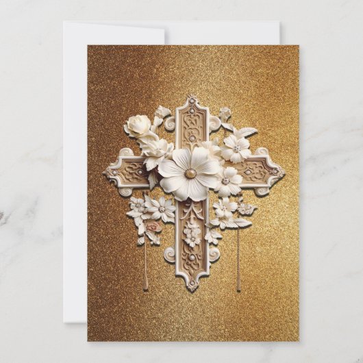 Invitation Elégant blanc avec Mariage de finition or (Dos)