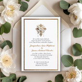 Invitation Elégant blanc avec Mariage de finition or