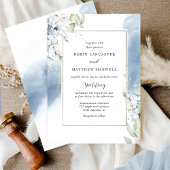 Invitation Elégant blanc, bleu pâle Mariage d'aquarelle Flora