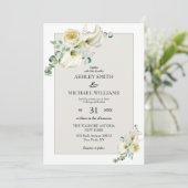 Invitation Elégant blanc Calla Lily & Eucalyptus Mariage (Debout devant)