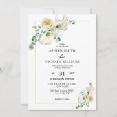 Invitation Elégant blanc Calla Lily & Eucalyptus Verdure (Devant)