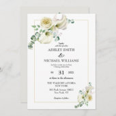 Invitation Elégant blanc Calla Lily & Eucalyptus Verdure (Devant / Derrière)