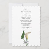 Invitation Elégant blanc Calla Lily Vert Mariage botanique (Devant)