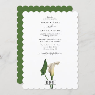 Invitation Elégant blanc Calla Lily Vert Mariage botanique