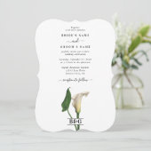 Invitation Elégant blanc Calla Lily Vert Mariage botanique (Debout devant)