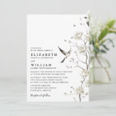 Invitation Elégant blanc Chinoiserie Floral Détails Mariage (Debout devant)