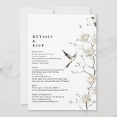 Invitation Elégant blanc Chinoiserie Floral Détails Mariage (Dos)