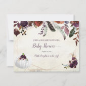 Invitation Elégant blanc Citrouille Maman's Belly Taille Jeu (Dos)