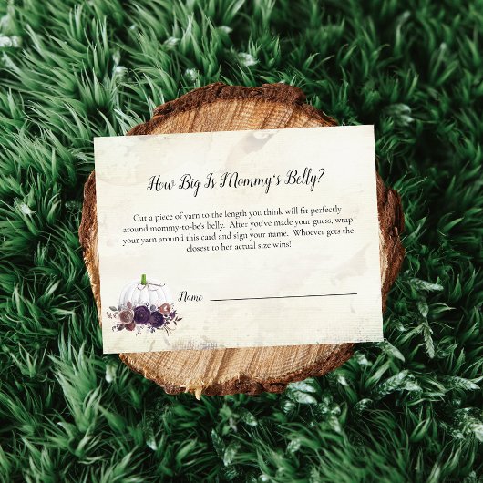 Invitation Elégant blanc Citrouille Maman's Belly Taille Jeu