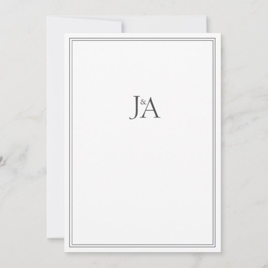 Invitation Élégant Blanc classique simple Initiales Mariage (Dos)