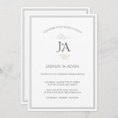 Invitation Élégant Blanc classique simple Initiales Mariage (Devant / Derrière)