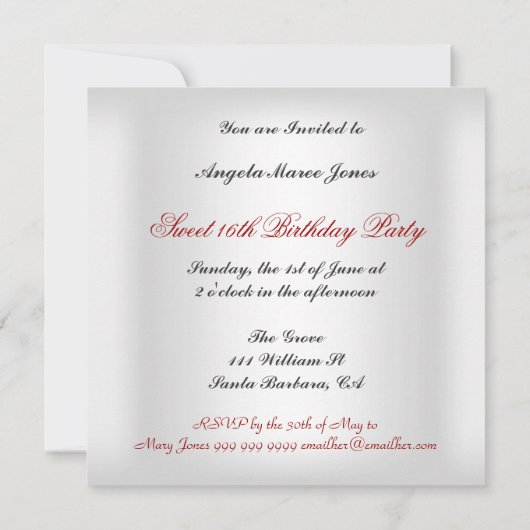 Invitation Élégant Blanc Coeurs rouges doux 16 (Dos)