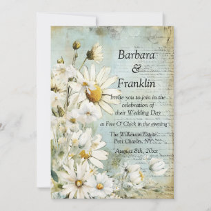 Invitation Elégant blanc de la marguerite photo QR Code Maria