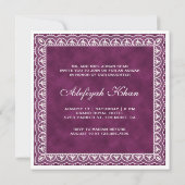Invitation Elégant blanc dentelle frontière Plum islamique Aq (Dos)