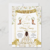 Invitation Elégant blanc et or Floral Charra Mis Quince dans (Devant)