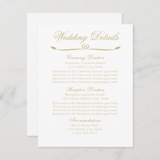 Invitation Elégant blanc et or Monogramme Détails du Mariage (Devant / Derrière)