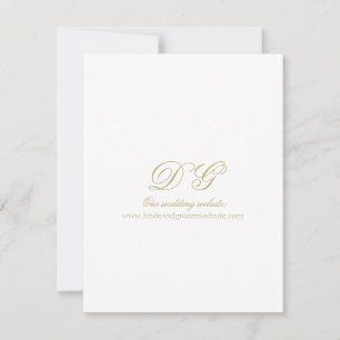 Invitation Elégant blanc et or Monogramme Détails du Mariage