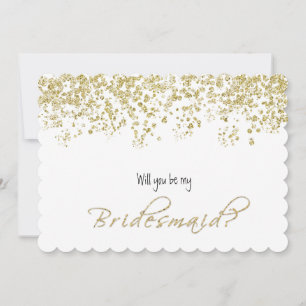 Invitation Elégant Blanc et Or Serez-vous ma demoiselle d'hon