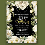 Invitation Elégant blanc floral 100e anniversaire<br><div class="desc">Élégante Invitation Florale Blanche 100e Anniversaire Pour Femmes. Il Est Facile De Changer L'Exemple De Texte En Vous Propre En Cliquant Sur Personnaliser. Cliquez Sur Personnaliser/Modifier Avec L'Outil De Création Pour Modifier Le Type De Police, La Couleur De Police, La Taille De Police, Ou Pour Ajouter/Supprimer/Modifier Le Texte Ou Les...</div>