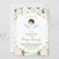 Élégant blanc floral Angélique garçon Baptême