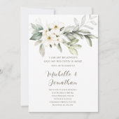 Invitation Élégant blanc floral Bible Verse Mariage chrétien (Devant)