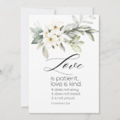 Invitation Élégant blanc floral Bible Verse Mariage chrétien (Dos)