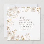 Invitation Élégant blanc floral Bible Verse Mariage chrétien (Dos)