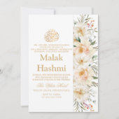 Invitation Elégant blanc floral blanc islamique Aqiqa Aqeeqa (Devant)