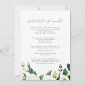 Invitation Elégant blanc Floral Horaire des événements Mariag (Dos)