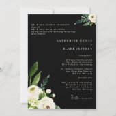 Invitation Elégant blanc Floral noir et crème 2 Lieu (Devant)