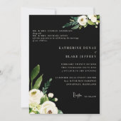 Invitation Elégant Blanc Floral Noir et Crème Les deux parent (Devant)