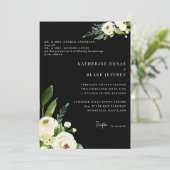 Invitation Elégant Blanc Floral Noir et Crème Les deux parent (Debout devant)