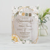 Invitation Élégant Blanc Floral Occidental Charro Quinceanera (Debout devant)