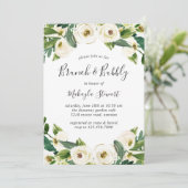 Invitation Elégant Blanc Floral verdure Brunch et Bubbly (Debout devant)