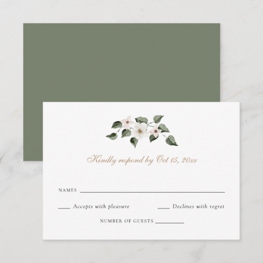 Invitation Elégant Blanc Floral Verdure Ivy Wedding RSVP (Devant / Derrière)